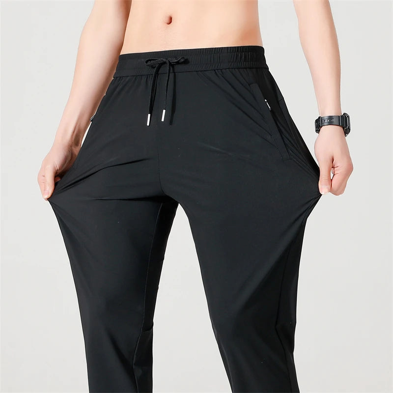 Ice Silk Men's Trousers Summer Breathable Stretch Business Pants