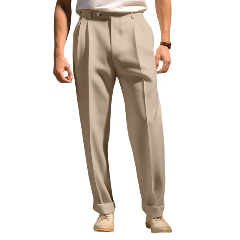 Men's Flat Front Dress Pants Regular Fit Business Casual