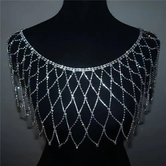 Rhinestone Shoulder Chain Body Jewelry Chest Necklace