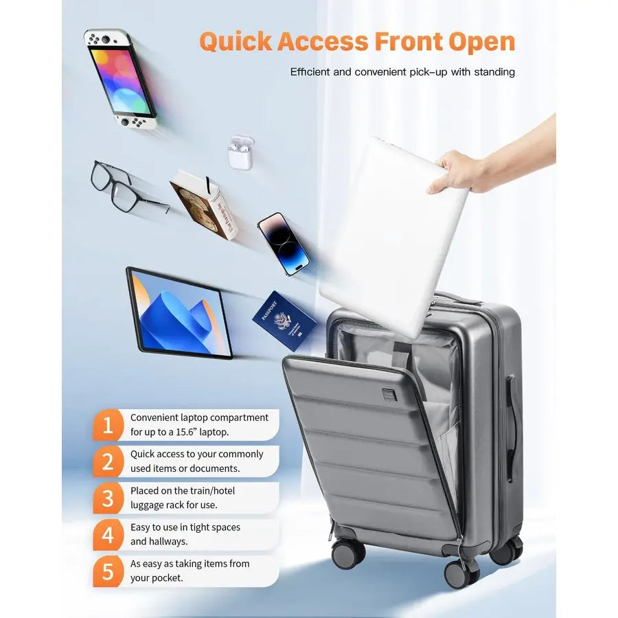Carry On Luggage Hardside Front Pocket Cup Holder