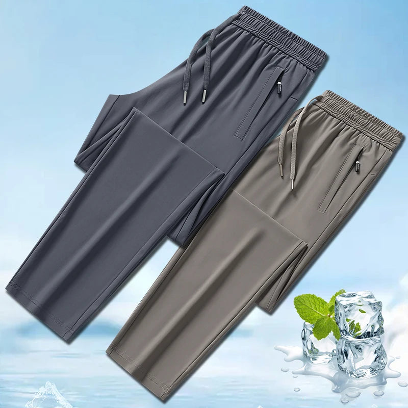 Ice Silk Men's Trousers Summer Breathable Stretch Business Pants