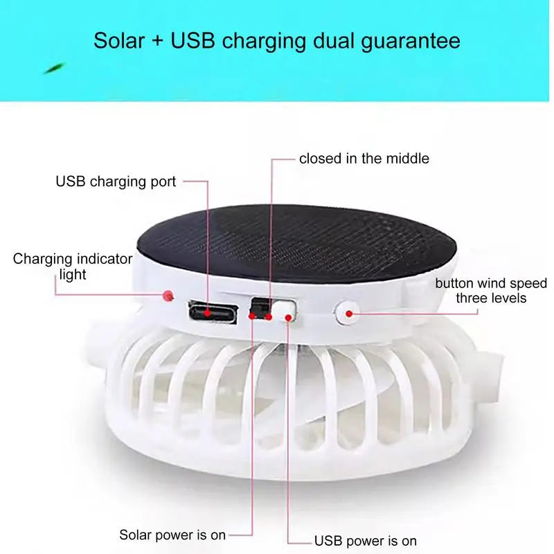 Breathable Sun Hat With USB Solar Fan Unisex Outdoor Sun Protection