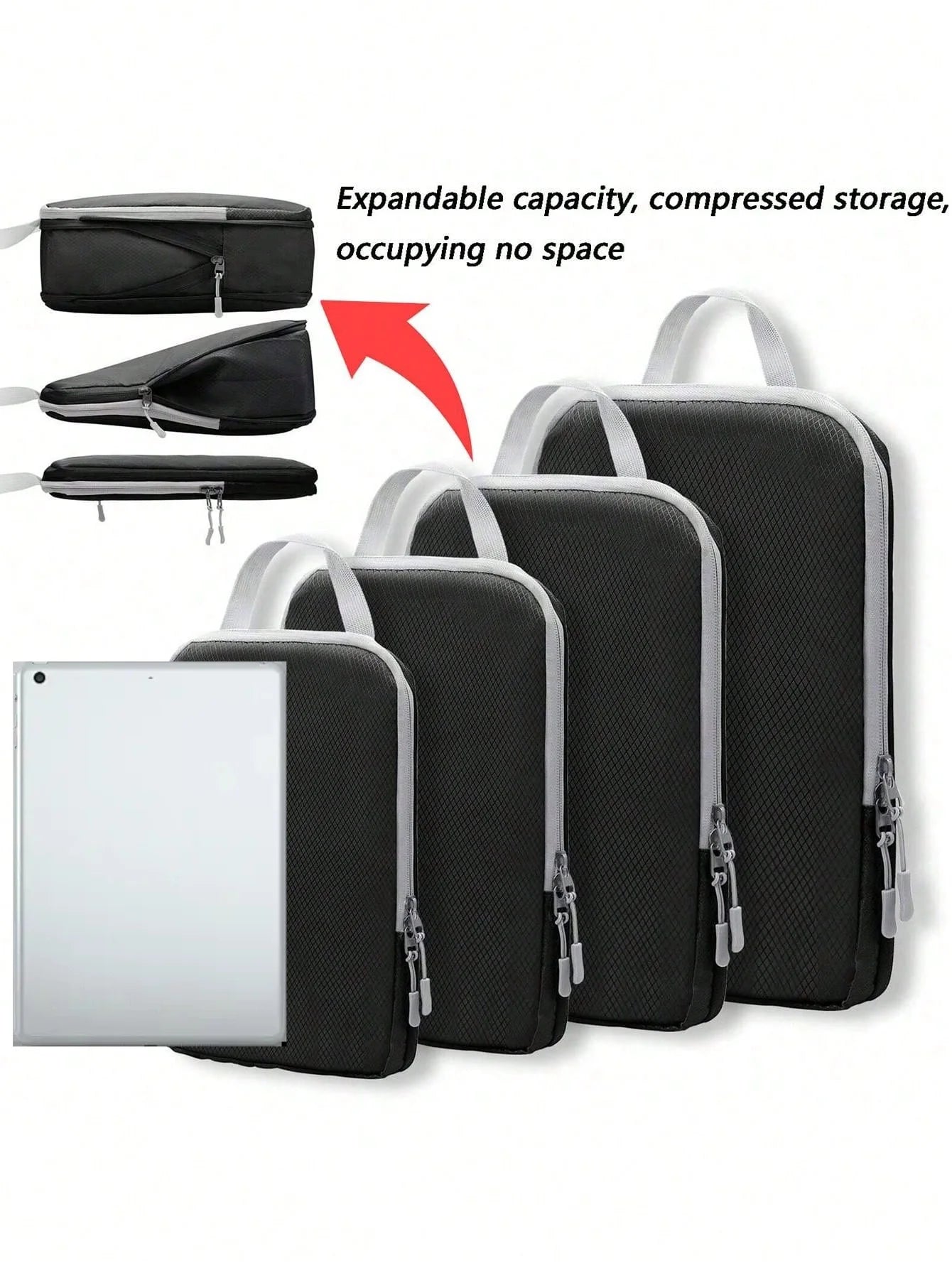 6 Piece Compression Packing Cubes Set Waterproof Travel Organizer