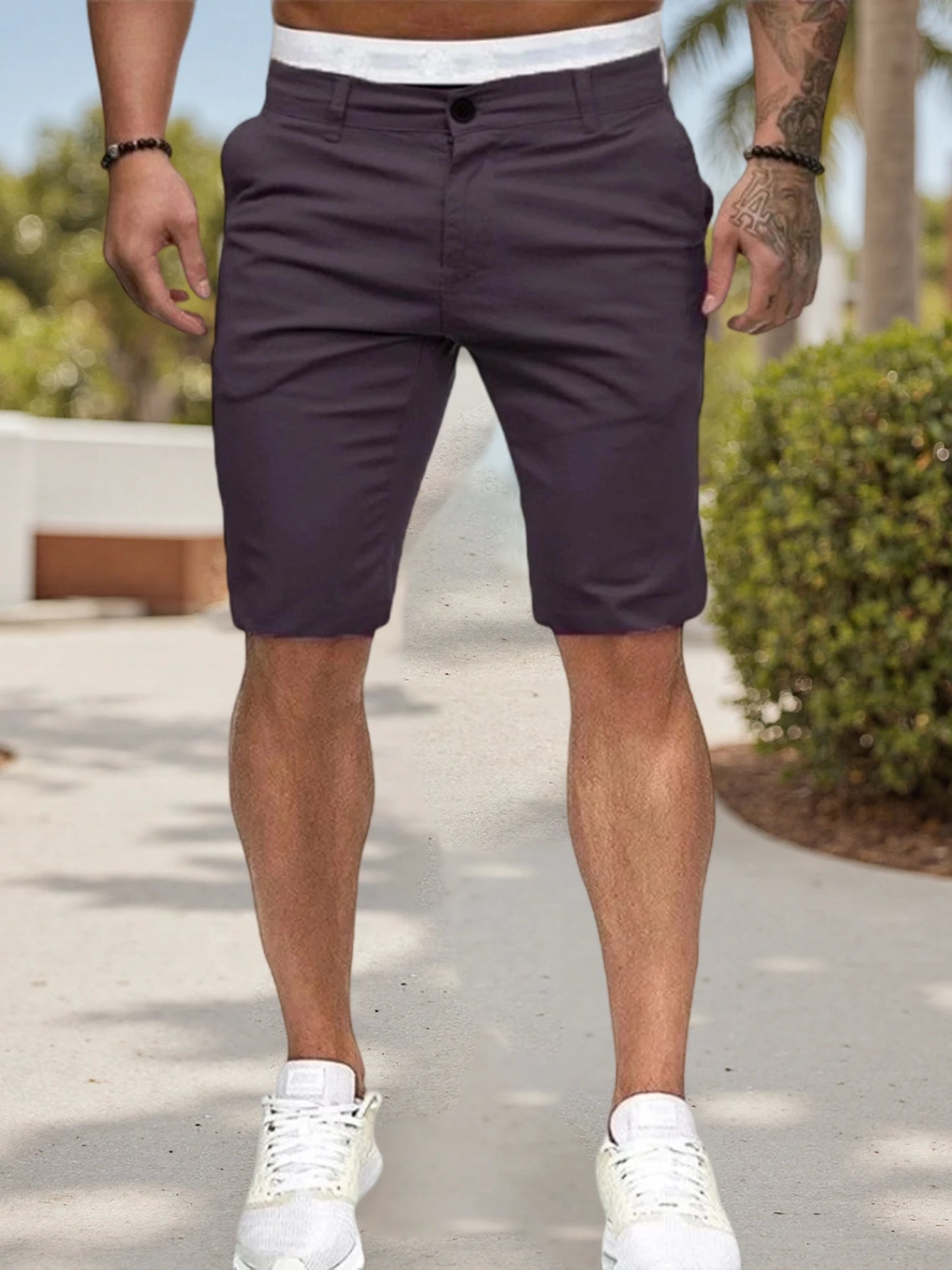 Mens Casual Solid Color Low Waist Shorts With Pockets Summer