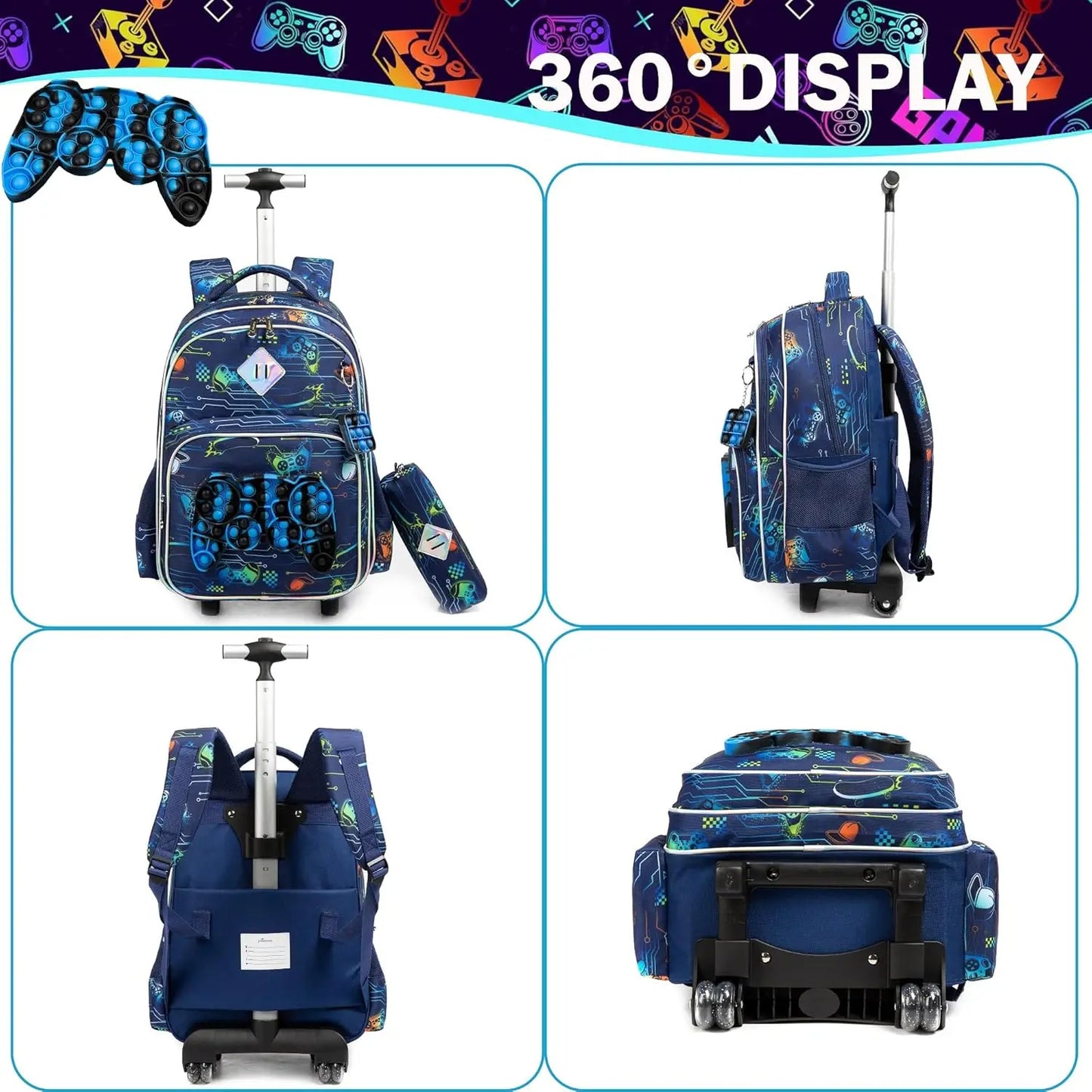 Rolling Backpack for Boys Luggage Set with Wheels
