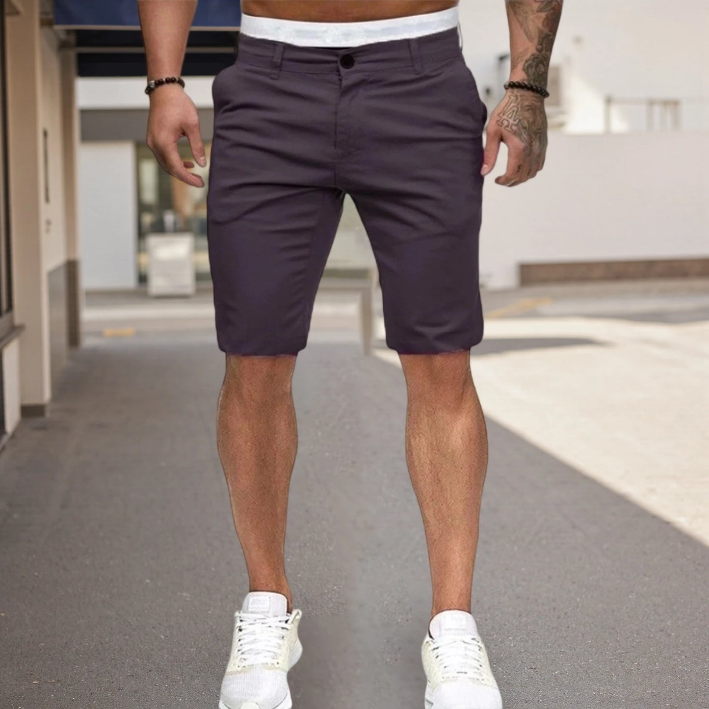 Mens Casual Solid Color Low Waist Shorts With Pockets Summer