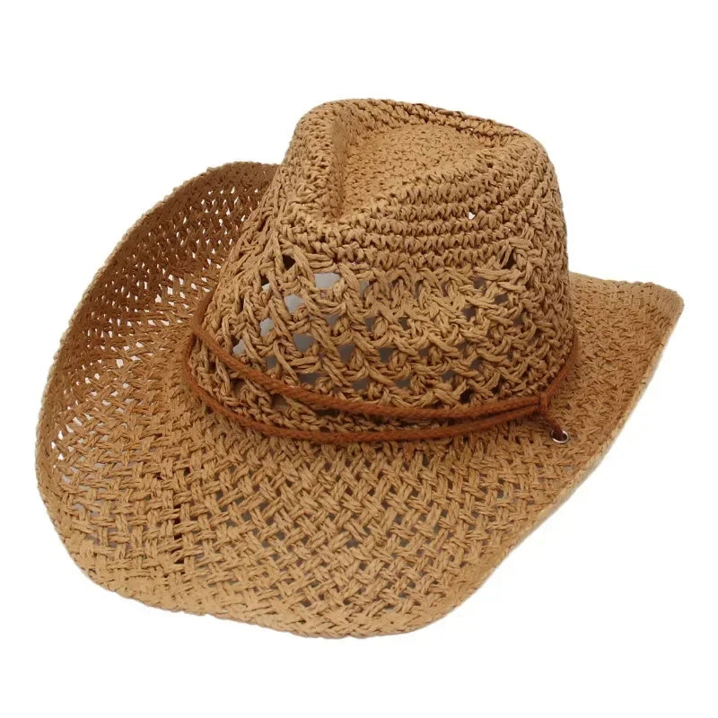 Western Cowboy Sun Hat Straw UV Protection for Men Women