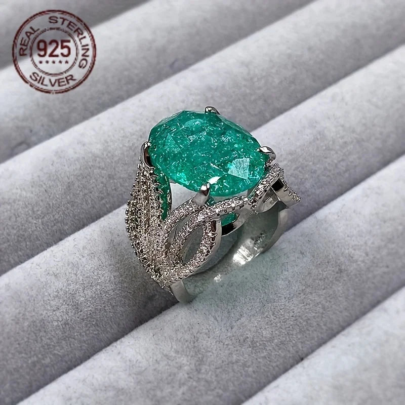 Silver Zircon Ring Prong Setting For Women Fine Jewelry