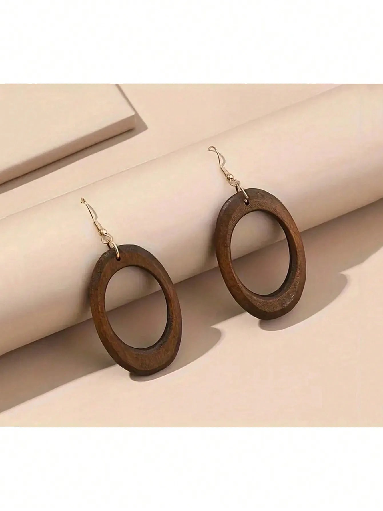 Vintage Wooden Dangle Earrings Set Five Pairs Boho Statement Jewelry